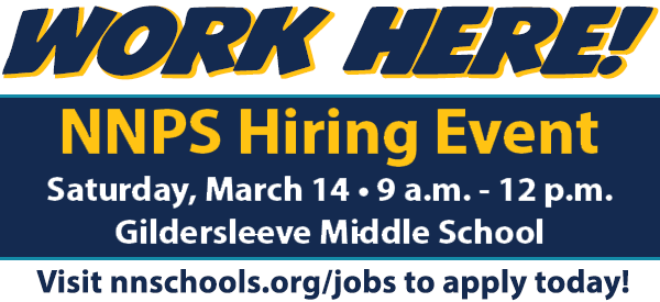 NNPS Hiring Event! Saturday, March 14, 9am-noon, at Gildersleeve Middle School