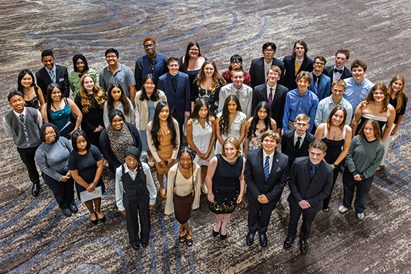 Group photo of students at the Salute to Success dinner.