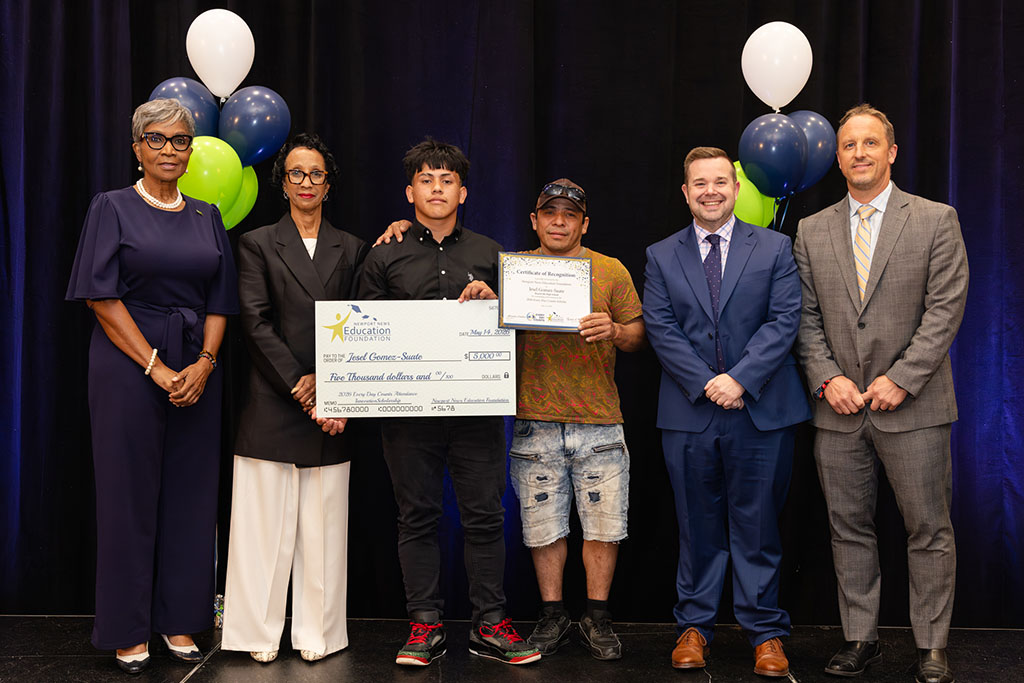 A one-time $5,000 Every Day Counts Attendance Innovation Scholarship was awarded to Menchville High School senior Jesel Gomez-Suate.